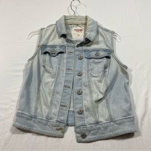 Mossimo Denim Jean Casual Vest Womens Lightwash Collared Button up Vest